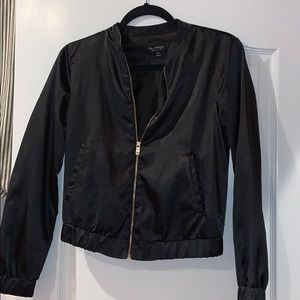 Satin black bomber jacket